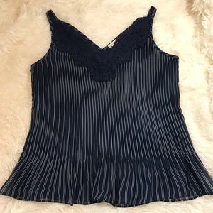 Chico’s Convertible Pleated Lace Detail Tank SZ 0